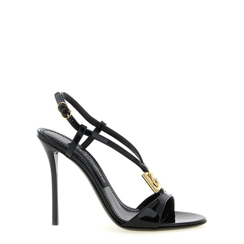 Dolce & Gabbana Black Calfskin Stiletto Heel Women's Sandals